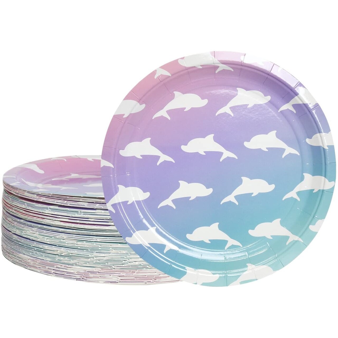 Disposable Plates - 80-Count Paper Plates, Dolphin Party Supplies for Appetizer, Lunch, Dinner, and Dessert, Kids Birthdays, 9 Inches in Diameter